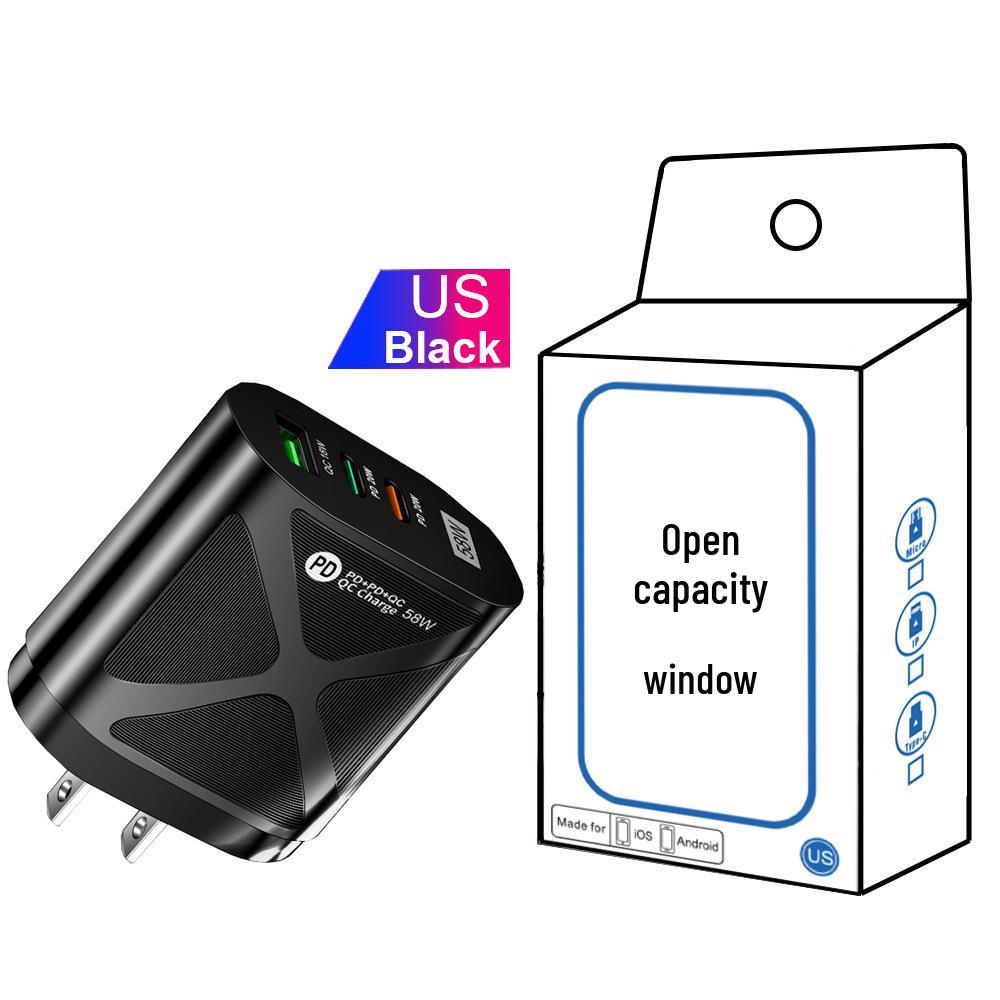 58W Dual Fast Charger with 2PD + QC3.0 - EU, US, UK, KR, AU Plug Options
