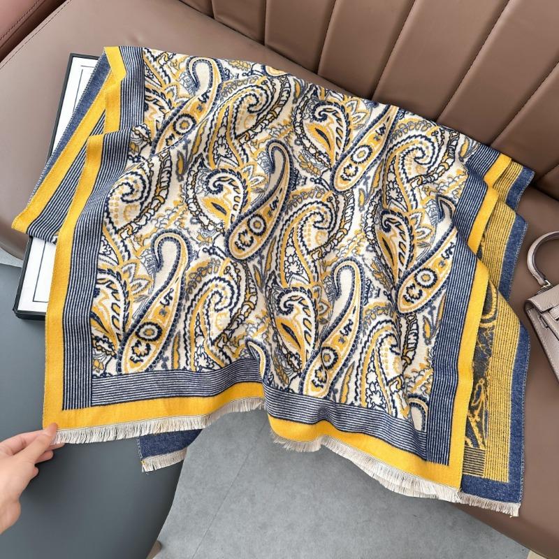 Scarf women's winter retro imitation cashmere jacquard shawl warm and thickened outer cover photo wear scarf versatile