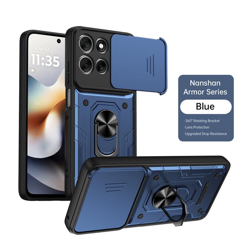 Funda For Motorola Signature Case Slide Camera Armor Cover For Moto Edge 50 60 70 Fusion Pro Magnetic Ring Holder Stand Coque
