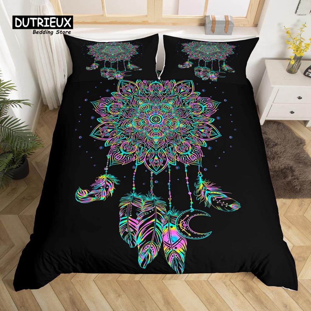 Bohemian Mandala Bettwäsche-Set, 3-teiliges Bettwäsche-Set, Weiche Bequeme Atmungsaktive Bettbezüge, Für Schlafzimmer Gästezimmer Dekor