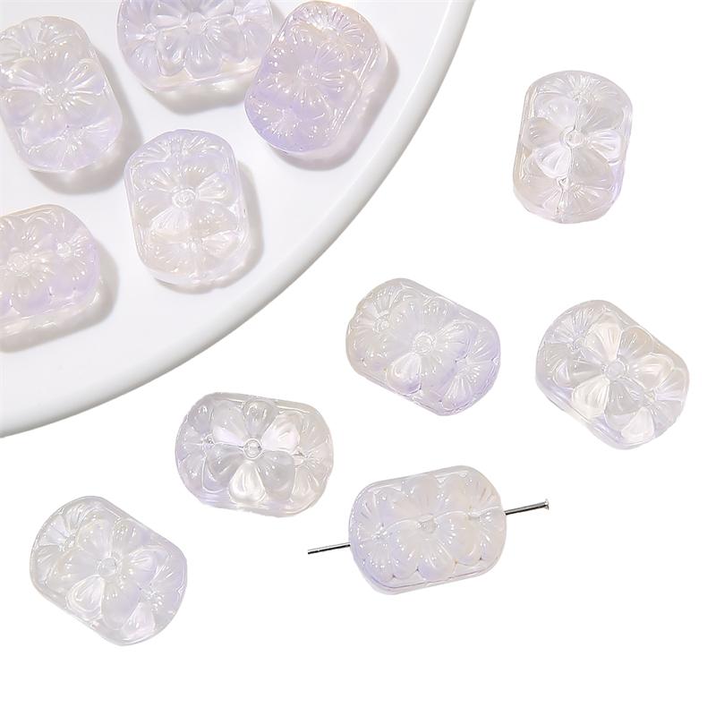 Crystal Glass Beads Double Straight Hole Flower Card Spacers for DIY 10 Pcs
