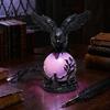 Spooky Crow Figurine Gothic Lamp, with Purple Light Ball, Resin Halloween Night Light, Realistic Sculpture USB Powered Dark Style Statue for
