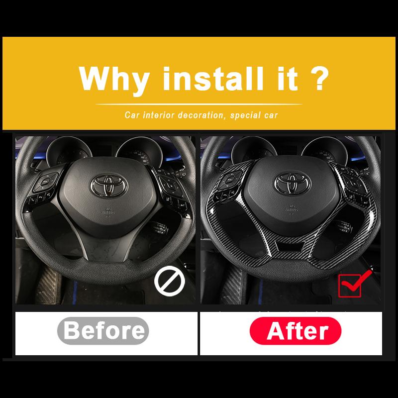 ABS Auto-Styling Lenkrad Pailletten Aufkleber Trim Abdeckung für Toyota C-HR CHR C HR 2016 2017 2018 Zubehör