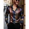 New Light Luxury Palace Style Iris Flower Shirt 3D Printed Men's Long Sleeved Shirt Single Breasted Slim Fit Top