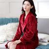 Cozy Coral Fleece Couple Pajamas Robe - Thick Warm Autumn Winter Bathrobe