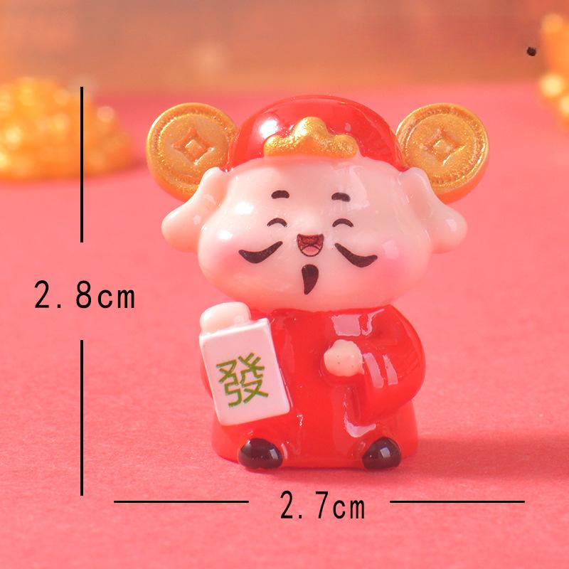 Cute Wealth God Home Desktop Ornament New Year Decoration Car Center Console Resin Handicraft