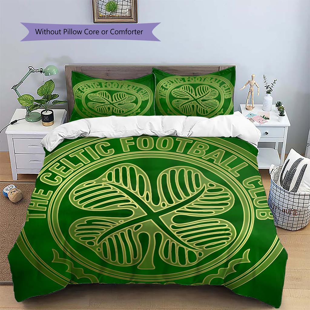 Motif Écusson du Celtic FC Literie Décoration de Maison Cadeau d'Anniversaire (1 housse de couette + 2 taies d'oreiller, sans garniture.)