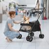 4 Wielen Hondenbuggy Opvouwbare Reis Hond Jogging Buggy met Verstelbaar Handvat Ademend En Zichtbaar Gaas Bekerhouder voor Honden Katten Tot 10kg