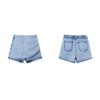 High Waist Denim Skort for Women Casual Asymmetric Wrap Front Design Comfortable Stretchy Fabric Shorts Skirt