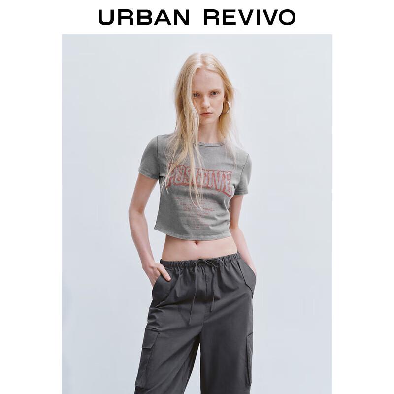 UR 2025 Women s Colorblock Letter Print Slim Fit Short Sleeve T-Shirt M