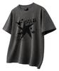 MOZMOZ Off-Print Pigment Oversized Short Sleeve T-Shirt Charcoal