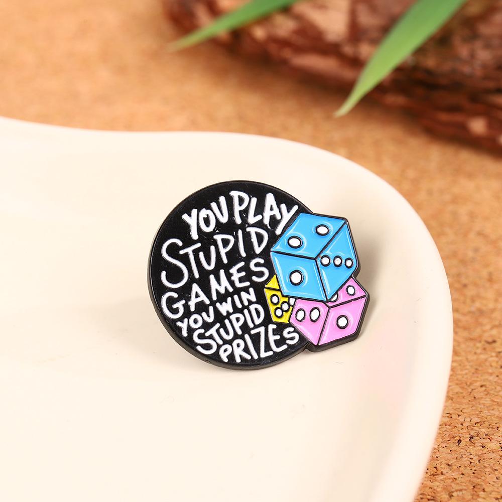 Design Dice English Alphabet Brooch High Sense Light Luxury Fashion Versatile Clothing