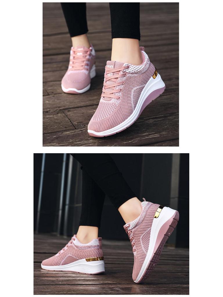 Summer 2025 Women's Breathable Thick Sole Sneakers with Inner Heightening