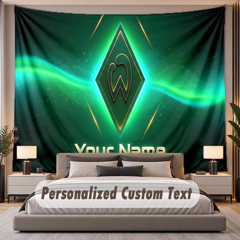 Custom Name Text Tapestry Werder Bremen FC Personalized Polyester Wall Tapestry For Bedroom And Room