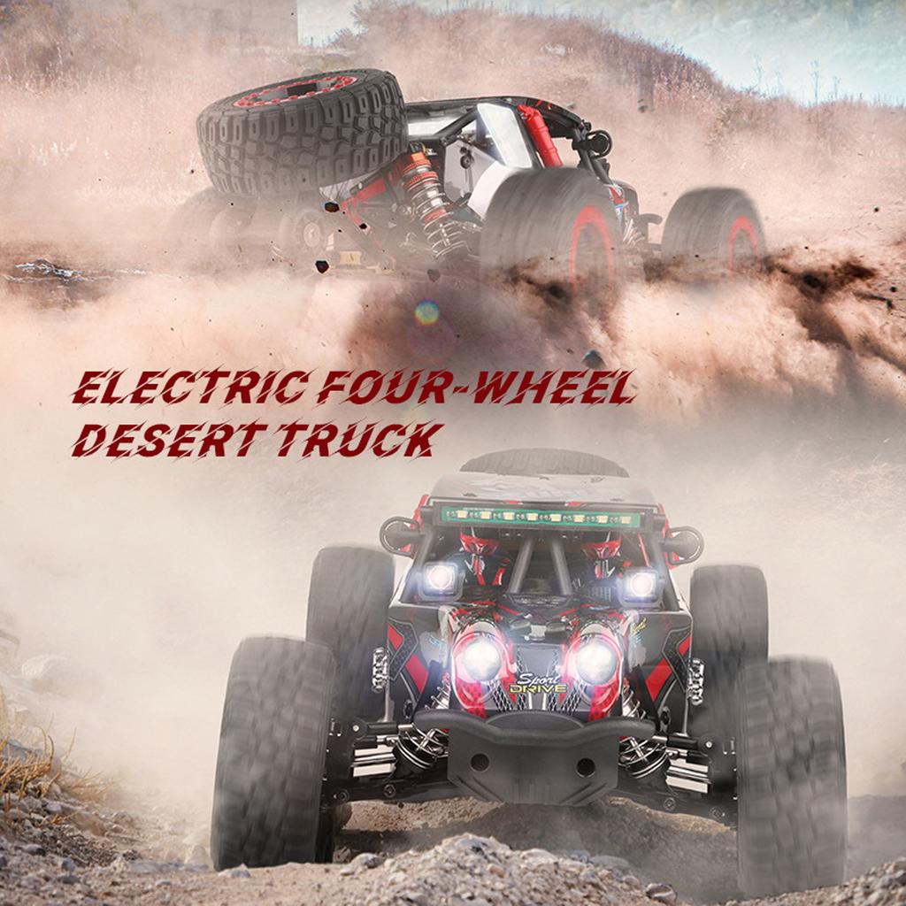 Remote Control Car, 2.4 GHz 60 KPH High Speed 4WD Electric Vehicle with Brushless Motor and LED Lights, Rechargeable