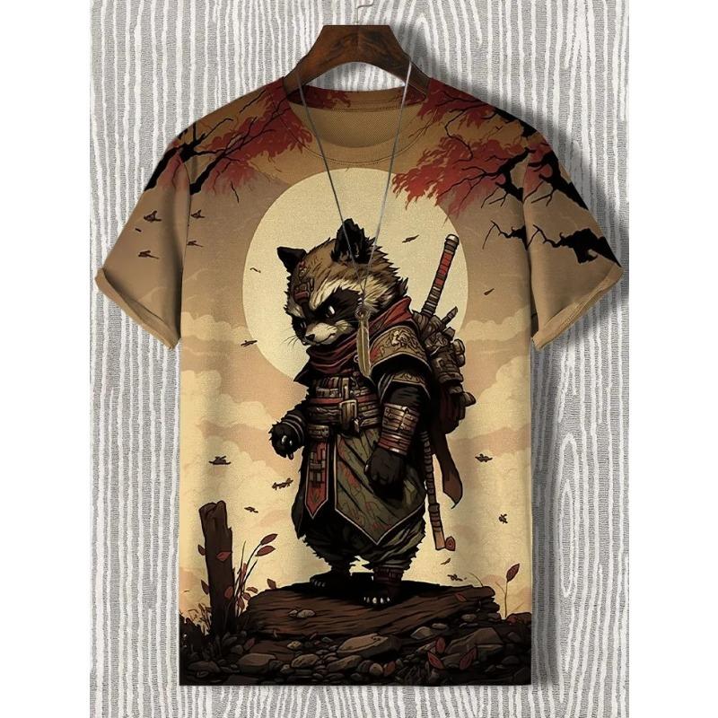 Pánská trička s japonským potiskem Ukiyo-E, trička s krátkým rukávem, topy, 3D potisk, tričko s kulatým výstřihem, letní, ležérní, pánské oblečení