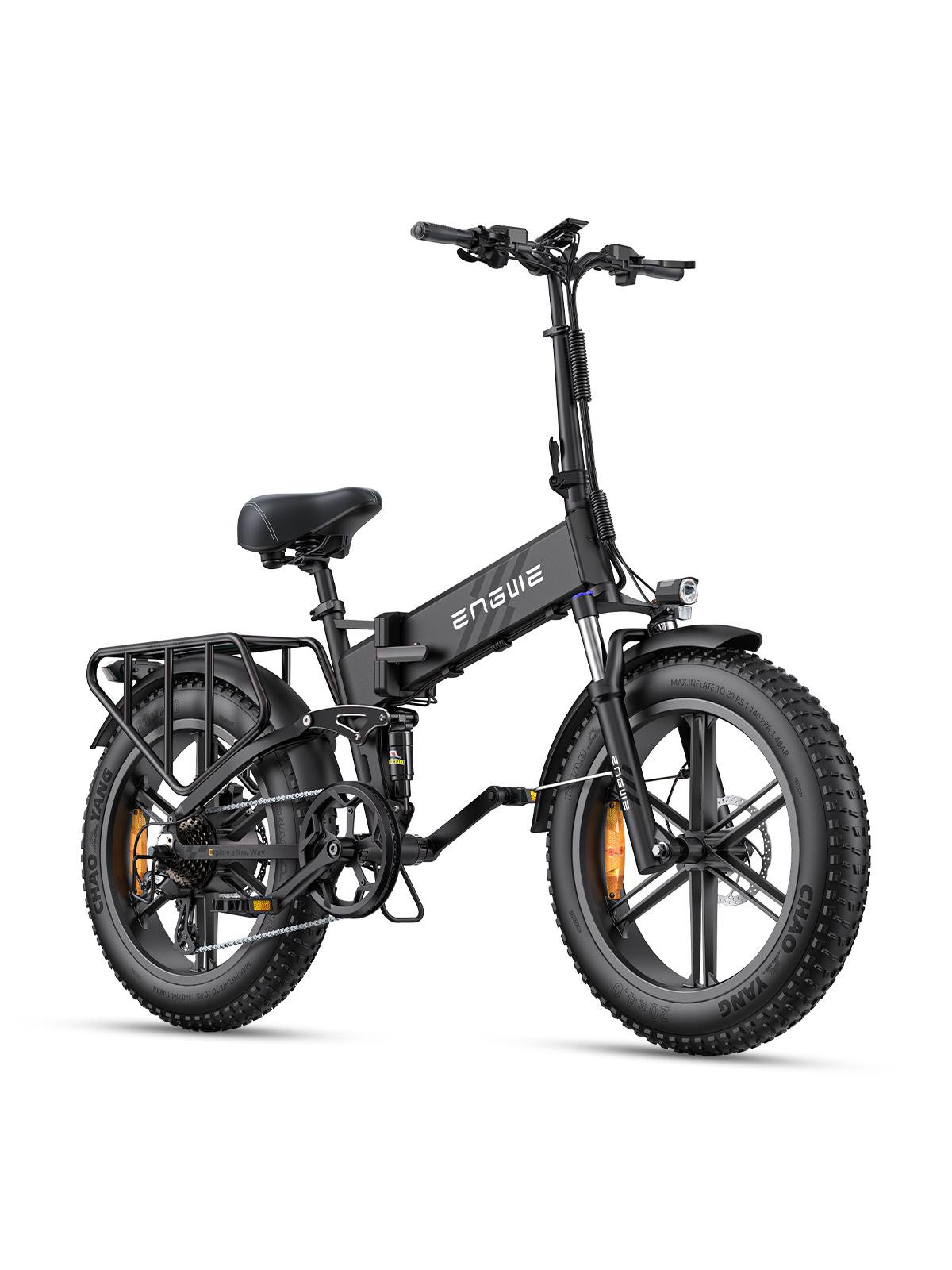 ENGWE Ebike, 4.0 * 20” Fat Tire Folding Electric Bike for Adults, 52V 16AH Battery Up to 28MPH 68Mile Long Range, Full Suspension All Terrain M nero