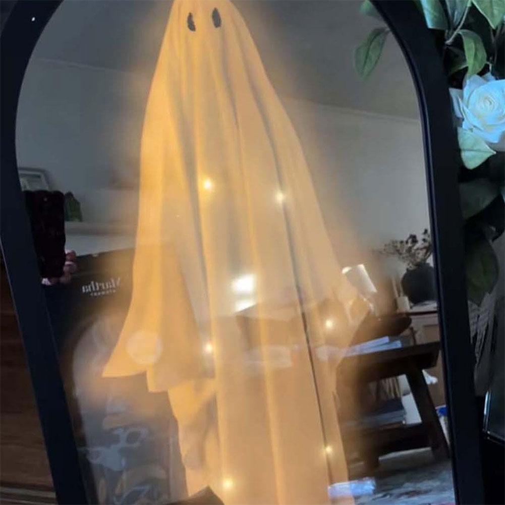 Halloween Ghost Mirror Luminous Horror Ghost Mirrors with Night Light Ornaments Home Decor Halloween Decorations 35*20cm 50*24cm