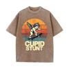 T-shirt Oversize Délavé Acide Graphique Skate Rétro Beige « Cupid Stunt »