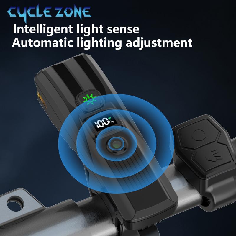 Smart Bicycle Front Light Rechargeable Bike Headlight with Horn Wireless Remote Control Bicycle Flashlight for Night Riding