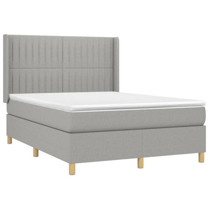 VidaXL Lit à sommier tapissier avec matelas Gris clair 140x200cm Tissu - Modèle 3132153