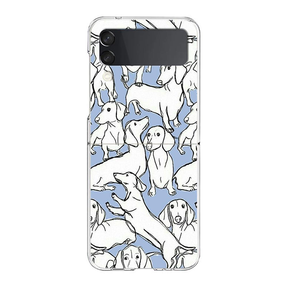 Dachshund Sausage Dog Phone Case For Samsung Galaxy Z Flip 3 4 5 6 Fold High Hard Shell For Galaxy Z Flip 3 5 6 Clear Cover