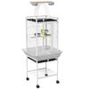 Bird Cage, Parrot Cage with 3 Doors, 2 Perches, 360° Casters, Feeding Bowl, Shelf, Play Top, 62.5x62.5x156cm, White