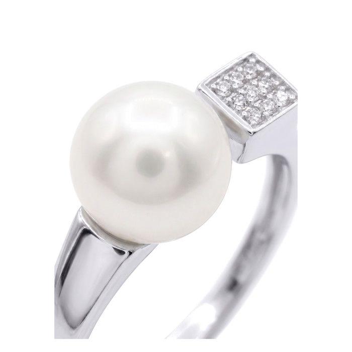 Ring - Pearls & Colors - Prestige - 9-10 Mm Button - White Pearl - 925 Silver - Woman