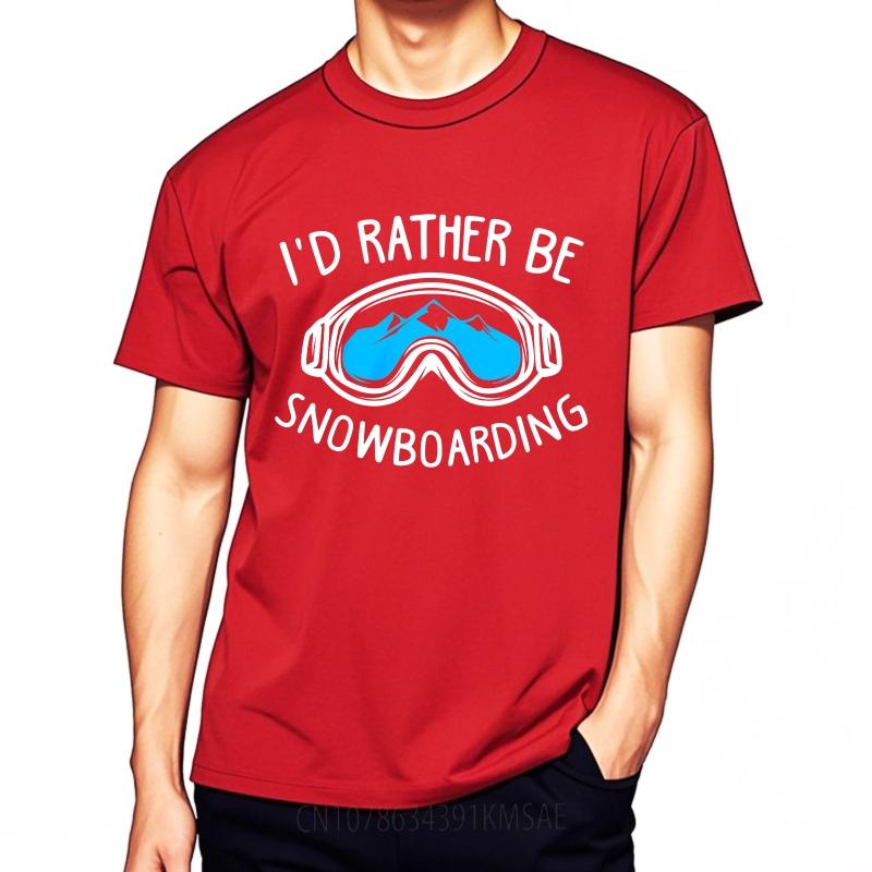 Plus Size Summer Teenagers T Shirt Id Rather Be Snowboarding Goggles Mountain Short Sleeve Travel Crew Neck Tops Unisex Tee Shirt