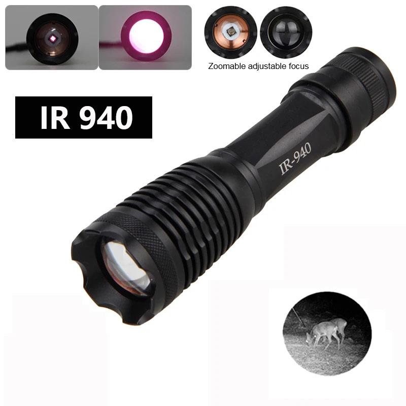 Zoomable Hunting Flashlight 850nm/940nm Focus LED Infrared Radiation IR Lamp Night Vision Camping Light Hunting Lamp Flashlight