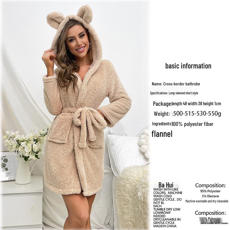 Women's Hooded Flannel Robe: Thick, Comfortable, Tie-Up Casual Bathrobe Pajamas