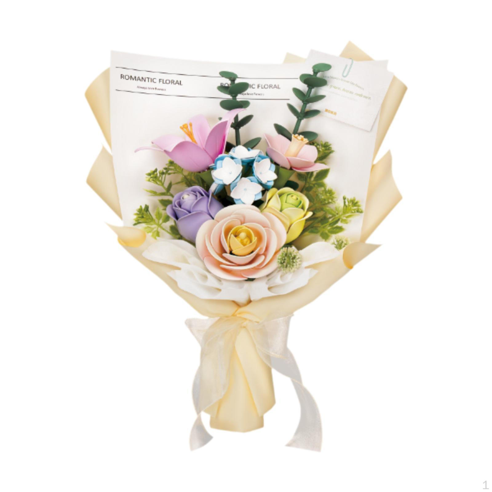 

Flowers Bouquet Building Set Spring Toys Home Decor 3D Puzzle Artificial Blocks for
