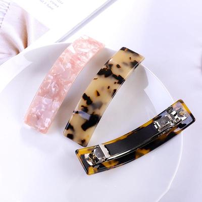 New Fashion Acetic Acid Hair Clip Women's Rectangle Spring Clip Hairpins Tortoiseshell Geometric Ponytail Clip Hair Accessories