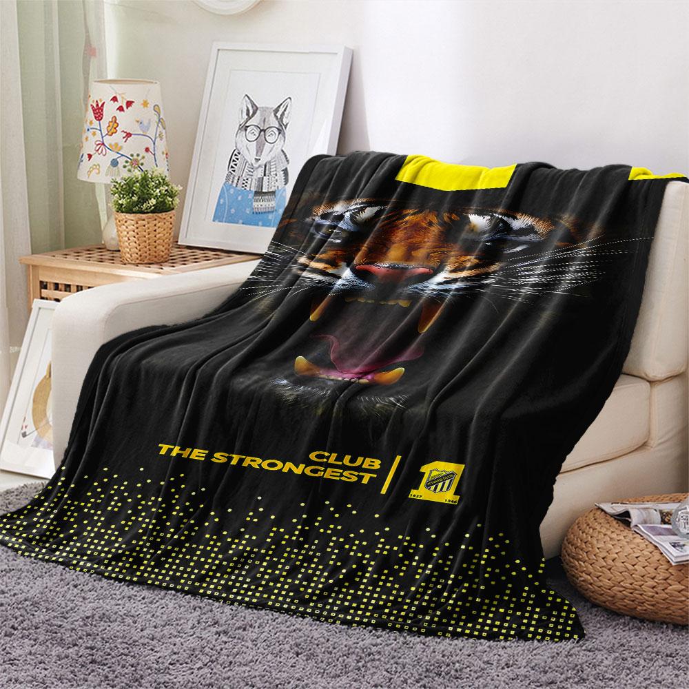 1PC Al-Ittihad Club Patterned Flannel Blanket Suitable For All Seasons for Home Decor Warmth and Comfort Gifts Holiday Present
