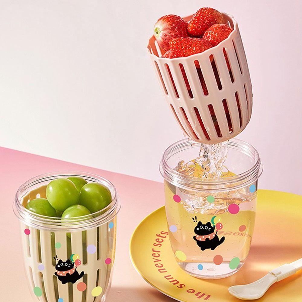 Drainable Salad Cup With Lids Fruit Storage Bottle Multipurpose Fruit Salad Storage Cup  Breakfast
