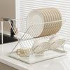 Non-slip Foldable Dish Drying Rack 2 Tier Plate Drying Shelf Kitchen Tableware Holder  Bow Plate