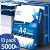 Whole Box of 5 Packs A4 Paper, 2500 Sheets, 80g, Thickened Printing/Draft Paper for Office/Student Use.