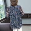Vintage Elegant Printed Chic Hollow Out Chiffon Midi Blouse Female Clothing Spring Summer 3/4 Sleeve Casual Button V-Neck Shirt