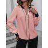 Womens V Neck Long Sleeve Contrast Color Blouse