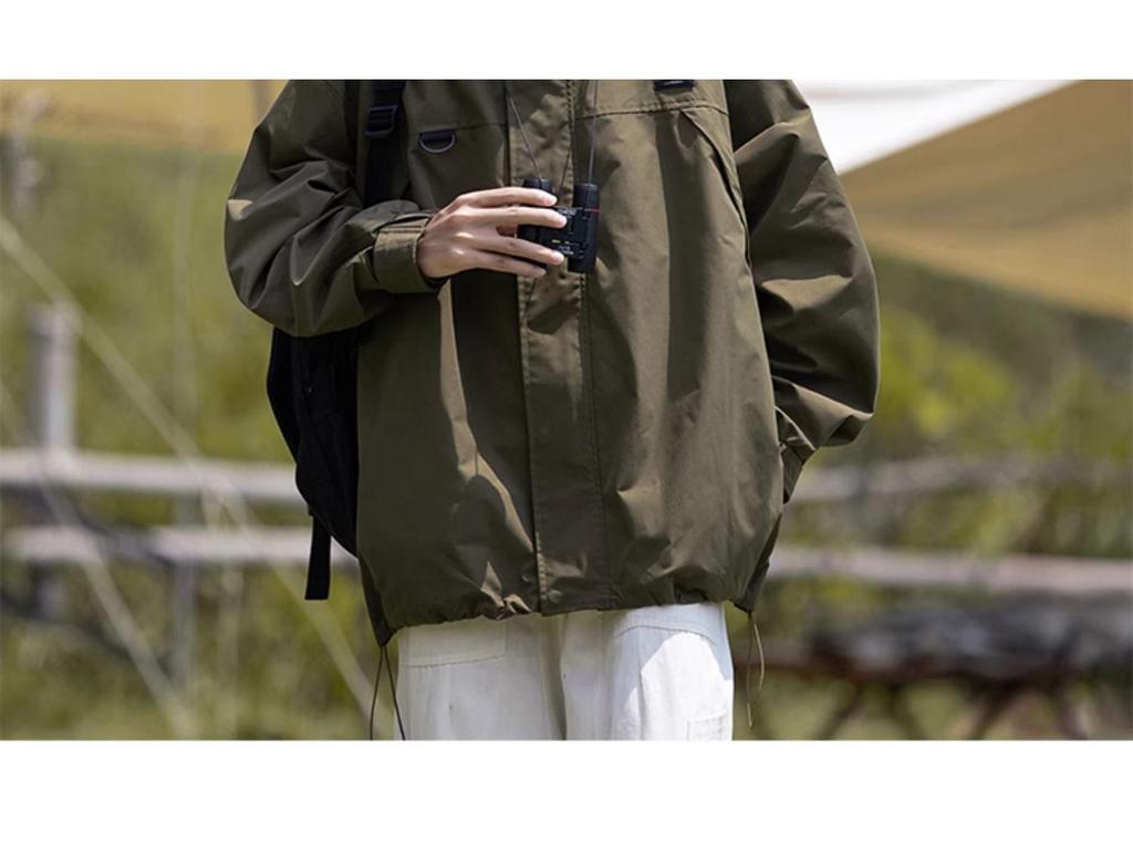 Men's Black Hooded Windproof Jacket: Spring/Autumn Japanese Trendy Loose Fit Mountaineering Workwear