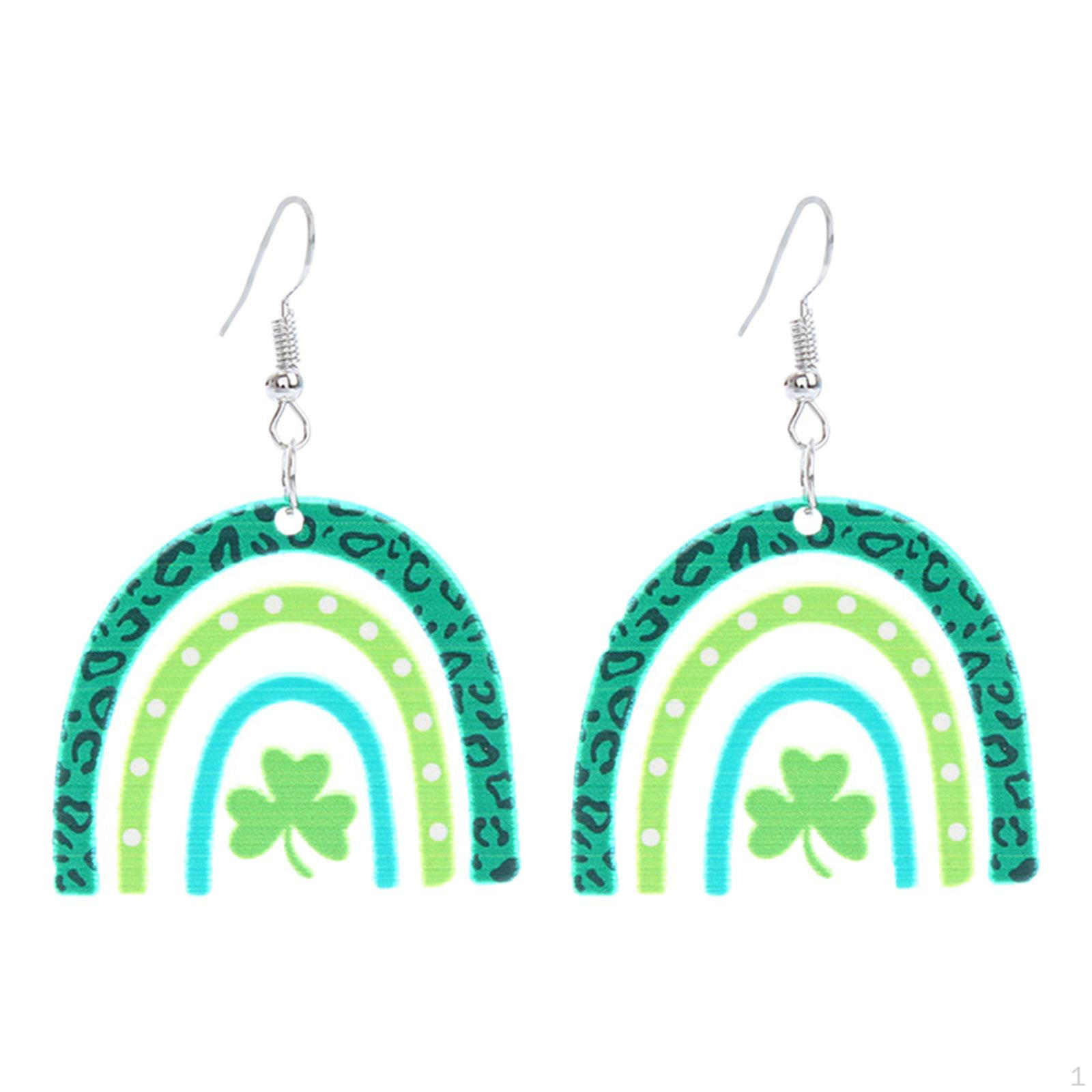 

1 Pair Earrings Dangle Drop Elegant Delicate Leaf Print Summer Fashion Green Style C