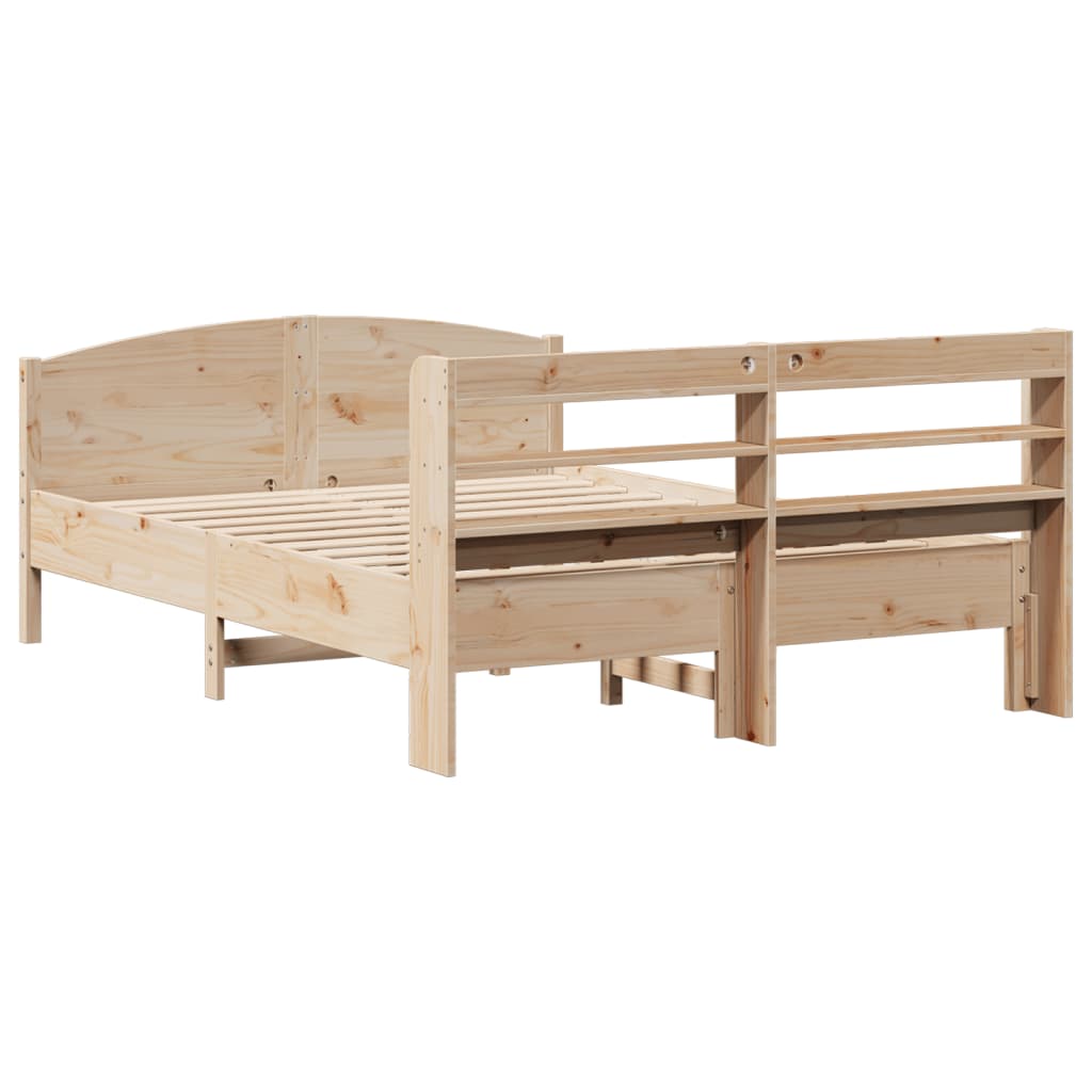 Vidaxl Bed Frame Without Mattress, 135X190 Cm, Solid Pine Wood