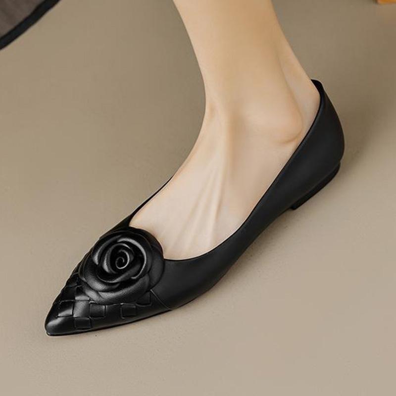 Damen Weiches Leder Dünne Schuhe Mode Blumen Pumps Slipper Scoop Schuhe Lässige Loafer Bequeme Ballerinas Büro Dame Arbeitsschuhe