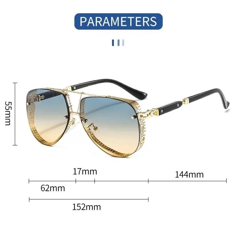 Oval Sunglasses Men Women Luxury Trend Brand Designer Metal Alloy Frame Gradients Lens Conspicuous Pilot Hombre