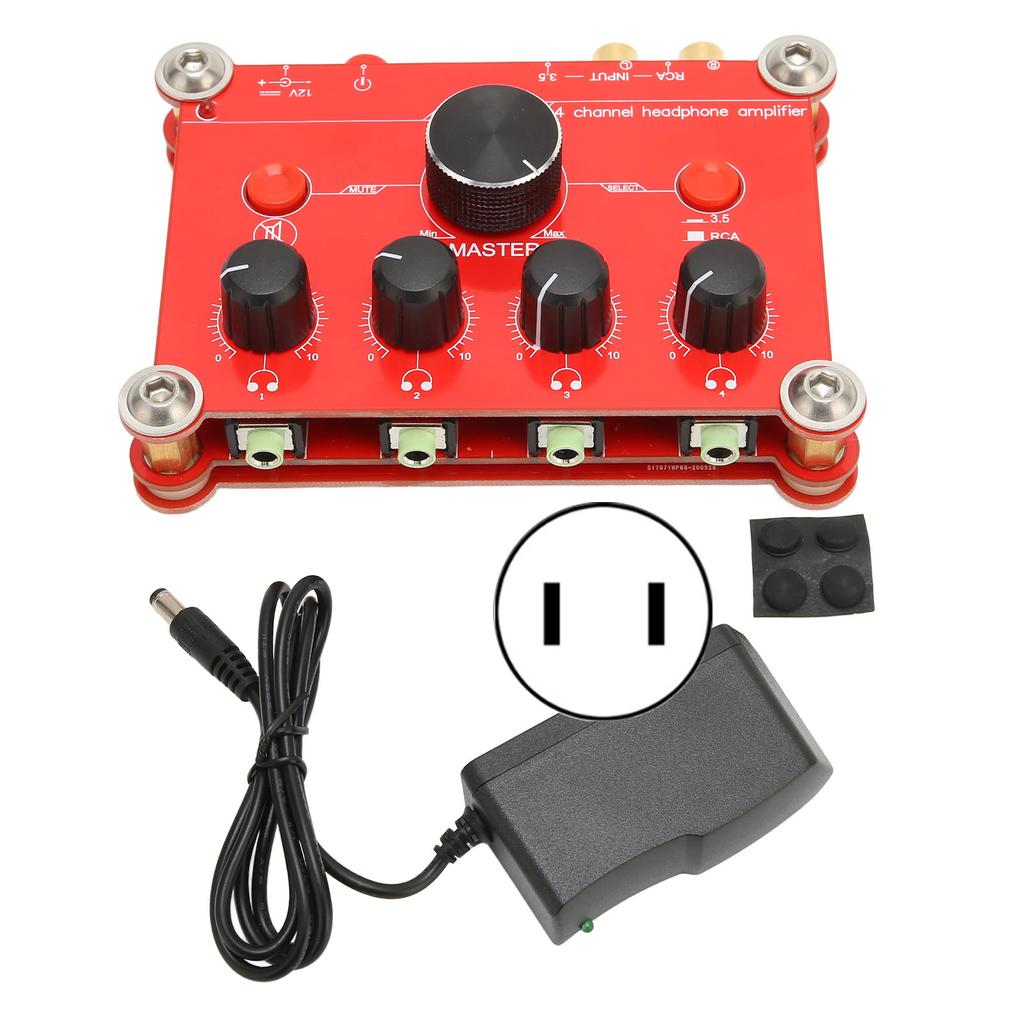 4 Channel Red Headphone Amplifier Independent Volume Control Easy Operation Audio Power Amplifier Module