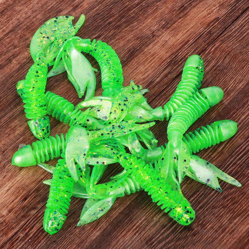 AR37 80mm 2.3g Fishing Soft Worm Bait Artificial Leaf Tail Simulation Lure Accessory2# Green