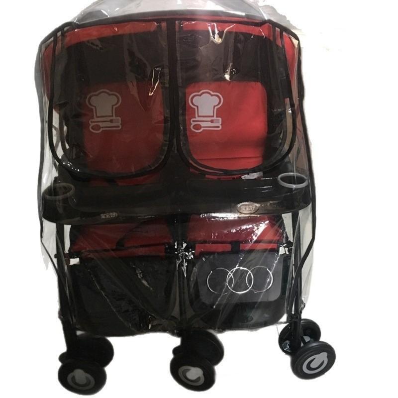 

Rain Cover for Twin Strollers Providing Full Coverage Against Rain Wind and Sand with PVC Construction for Longevity 1