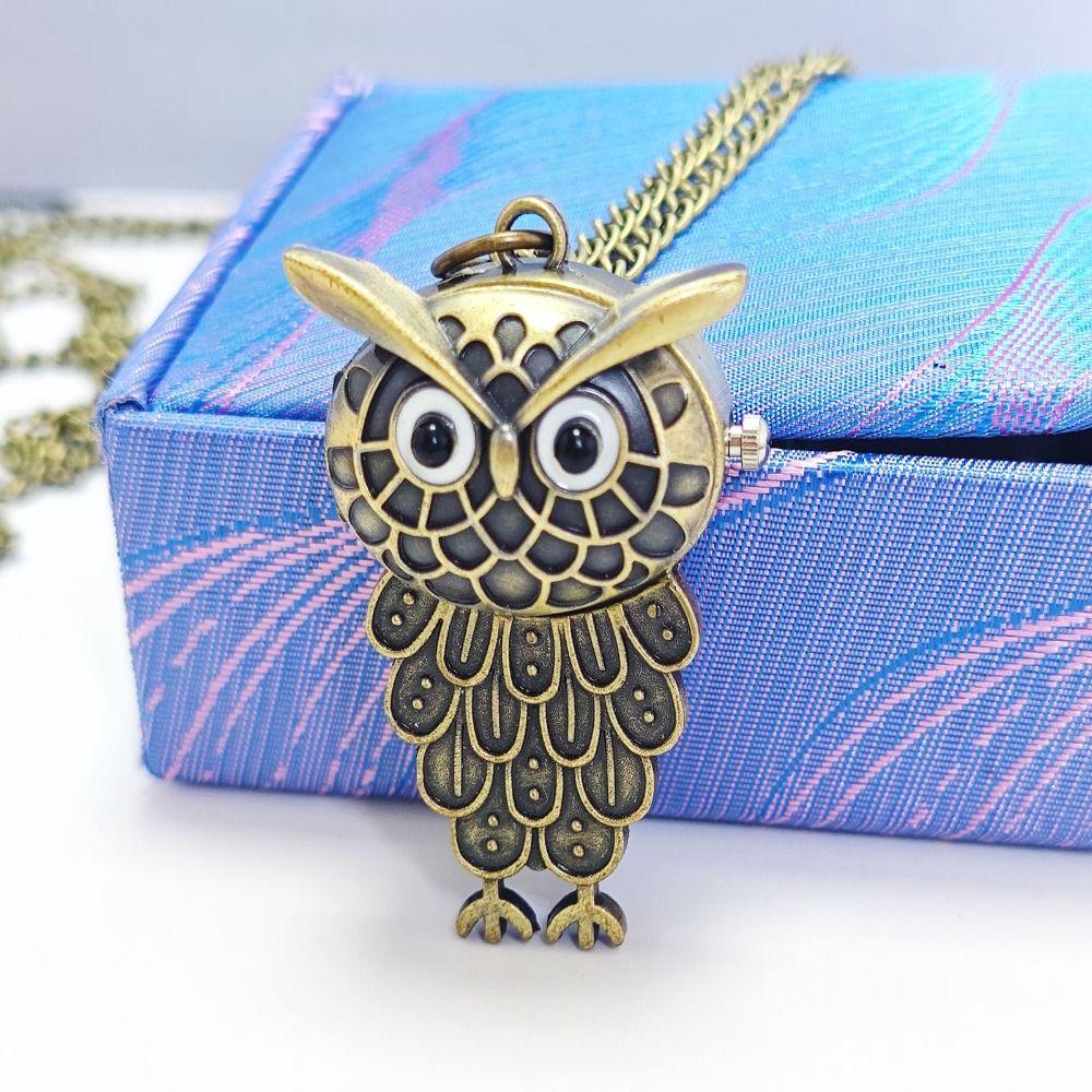 Quartz Owl Pocket Watch Antique Bronze Color Necklace Pocket Watch Flip Style Pocket Watch Gift