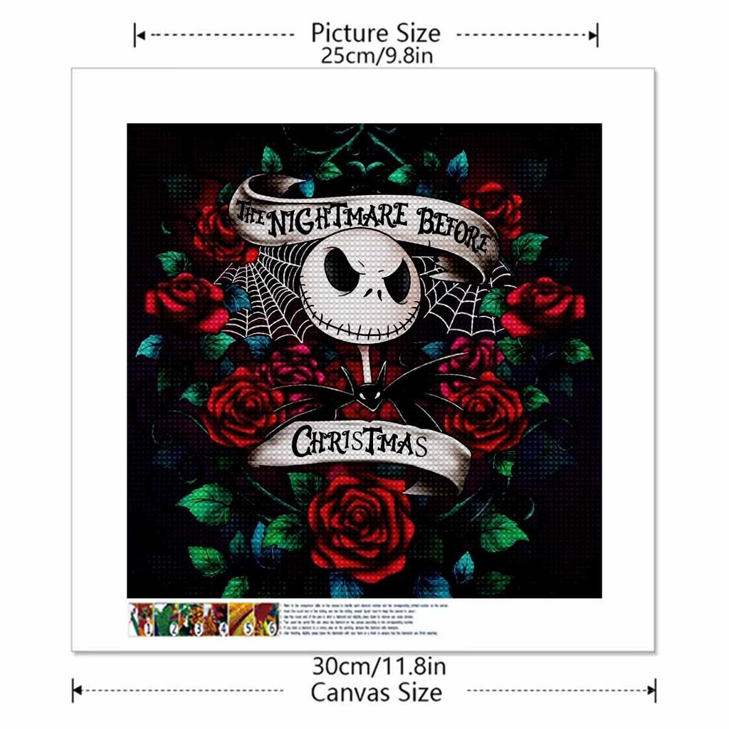 5D DIY Diamond Painting Decorative Flower Skeleton Full Round Drill Scenery Diamond Embroidery Cross Stitch Kits Home Decor Gift