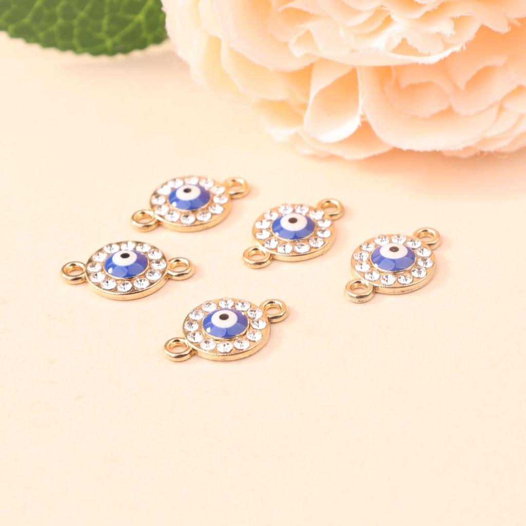 Blue Devil Eye Double Pendant Jewelry Accessory for Bracelets, Necklaces, and Earrings